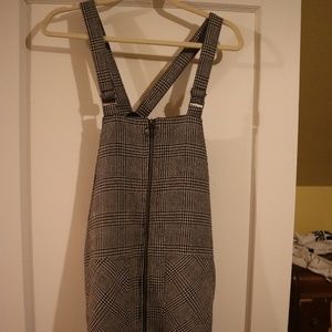 Plaid overall mini dress